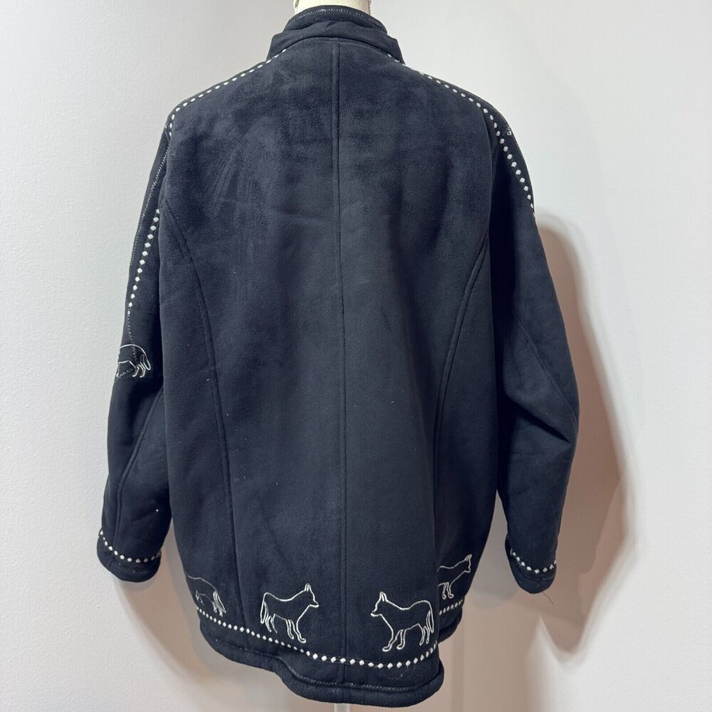 Ameri Mode Suede Jacket Wolf Embroidered Native P… - image 4